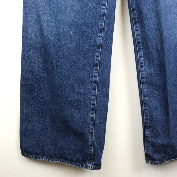 Agolde Clara Jeans Noise 28 Baggy Mid-Rise Flared Wide Leg Organic Jeans Blue - Picture 7 of 11